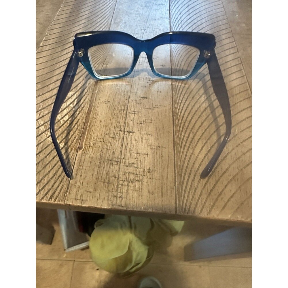 Women's Oversized Exaggerated Retro Clear Lens EYE GLASSES Big Thick Blue Frame - Picture 2 of 4